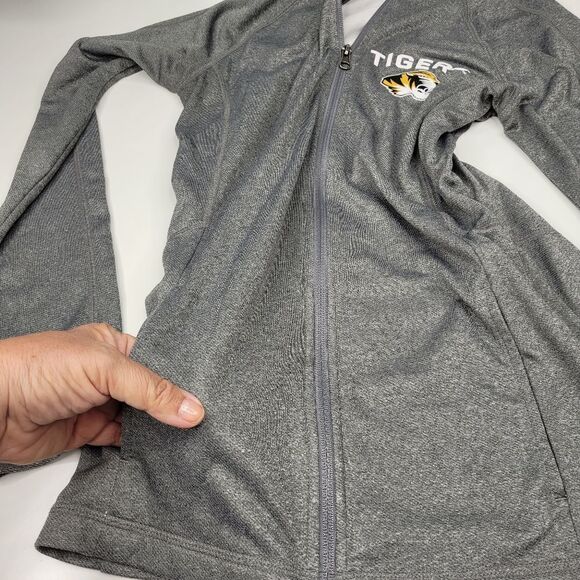 M MU Majestic MISSOURI UNIVERSITY MIZZOU TIGERS zip jacket pockets gray medium - Picture 6 of 11